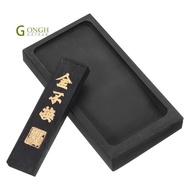 4 Inch Chinese Calligraphy Ink Stone with Ink Stick, Rectangle Ink Stone Tray for Traditional Callig