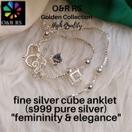 O&R RS fine silver cube anklet (s999 pure silver)