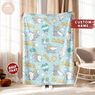 Custom Name  Disney Baby Dumbo Blanket, Personalized Blanket Gift, Baby Dumbo Blanket, Cute Dumbo Fl