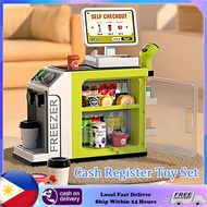 Kids Pretend Play Supermarket Cash Register Set Coffee Machine Toy Simulated Supermarket Register