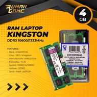 RAM LAPTOP KINGSTON DDR3 4GB 10600/1333MHz ORI RAM SODIMM 1.5v 4GB