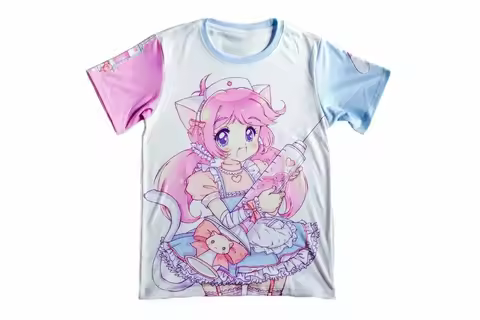 2026 Summer Fashion New Retro Fun Harajuku COS Nurse Girl Y2K 3D Printing Leisure Sports Fitness Par