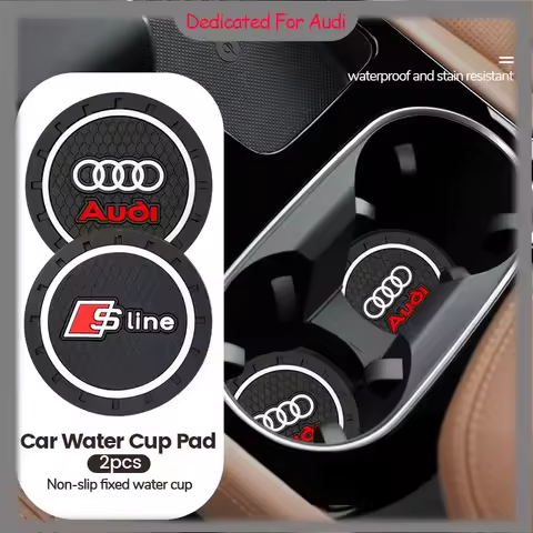 2Pcs Car Coaster Water Cup Bottle Holder Anti-slip Pad Mat For Audi Sline A6 C5 C6 C7 C8 A4 B5 B6 B7
