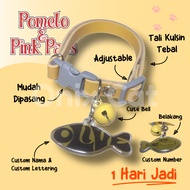 Custom Fish-Shaped Name Cat Necklace - Synthetic Leather Name Cat Collar - Cute Bell Cat Necklace - 