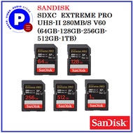 SANDISK SDXC EXTREME PRO UHS-II 280MB/S V60  64GB-128GB-256GB-512GB