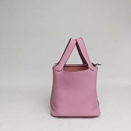 HERMES Picotin18菜籃子錦葵紫TC皮U刻銀扣肩背包