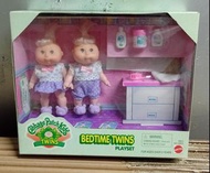 [盒背有膠紙跡] 絕版 1998年 Mattel 4吋高 椰菜娃娃 Cabbage Patch Kids Bedtime Twins figure playset 1盒