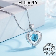 HILARY JEWELRY Leher Perak For 925 Necklace 純銀項鏈 Chain Accessories Women Fashion Silver Sapphire Pendant Love Rantai Perempuan Korean Sterling Original N200