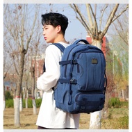 60L Thick Wear-Resistant Pure Canvas Backpack Men Retro Lightweight School Bag Travel Outdoor Travel