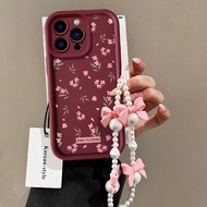 Floral Flowers Bow Beaded Bracelet Phone Case For VIVO 1901 1902 1904 Y7S S1 Y17 Y15 Y12 Y12i Y3S Sh