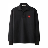 2024 Style Embroidery Red Heart PLAY CDG Men Long Sleeve Polo shirt