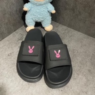 Dép quai ngang thêu Rabbit Town in thỏ dễ thương đế cao 4cm Dép Lê Nữ DéP Slipper Jean