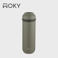 【WOKY 沃廚】JIN真瓷系列-輕量隨行陶瓷保溫瓶400ML-升級版(5色可選) 軍綠