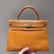 Hermes Kelly 32 Brown and gold Crossbody Shoulder Bag  愛馬仕 凱麗包 金棕 斜挎 袋 中古