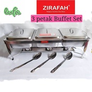 ZIRAFAH TRIPLE FOOD PAN CHAFING DISH 3636 BERKAS LAUK CATERING SET JAMUAN DOME SET HALF SIZE FOOD PA