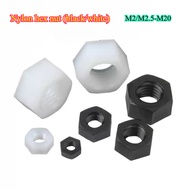 Nylon hex nut nut black/white/transparent nylon hex nut M2/M2.5-M20 PPFZZ