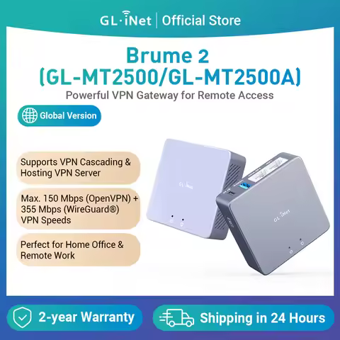 GL-iNET (Brume 2) GL-MT2500/MT2500A Mini VPN Security Gateway for Home Office and Remote Work, Inter