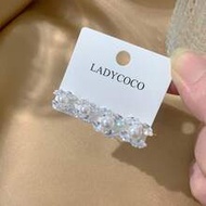 2 Pairs Fashionable Cubic Zirconia Luxury Silver-Tone Shiny Earring Set, Suitable For Women's Daily 