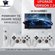Powkiddy Y6 2.4G Wireless Game Tv Stick Retro PS1 Portable Video Game Console 4K HD Multiplayer 64GB