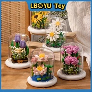 【LBOYU】Building Block Flowers With Case Rose Flower Pot Model DIY Toy Block Bouquet Educational Toy
