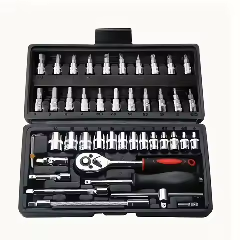 46pcs Socket Wrench Set Motorcycle Car Repair Tool Repair Ratchet Screwdriver Combination Household 