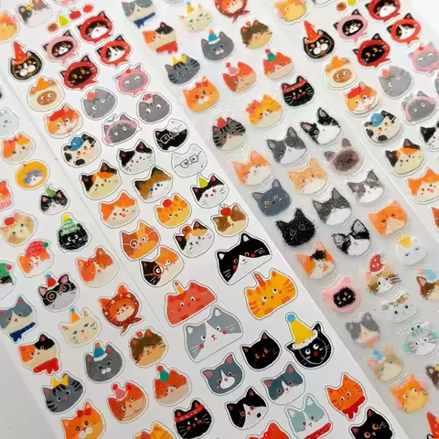 Kawaii Kitty Head Cat Emoji Die Cut Sticker Cute DIY Goo Card Journal Scrapbooking Photo Card Phone 