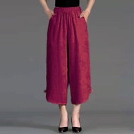 Pure Linen Pants for Women Cotton and Linen Cropped Pant New High Waisted Loose Fit Slimming Open Cr