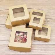 20pcs 9x9x4cm paper packing Window candy gifts box with window blank window style package box party suppiles
