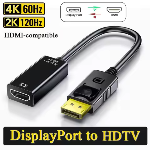Display Port DP To HDTV Adapter DisplayPort to HDMI-compatible Cable 4K 60HZ DP for HDMI Adapter Cab