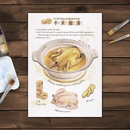 美食插畫 明信片 – 干貝雞湯