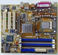 華碩 P4P800-VM 主機板 /Socket 478 /AGP 8X /DDR RAM、品相優、測試良品、附擋板