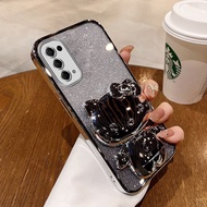 Casing OPPO RENO 5 5g oppo RENO 4 OPPO Reno5 phone case Softcase Silicone shockproof Cover new design glitter for girl with Cat holder clear cases sfktm01