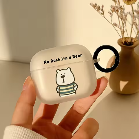 Funny I Am A Bear Case for Airpods 2 3 4 Pro Pro2 Pro3 2025 Cute Cartoon Earphones Bluetooth Air Pod