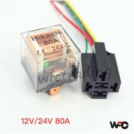 5pin Relay 12v 80A + 5pin Relay Socket Relay 24v 80A Holder Japan Wire 4pin Relay 80A