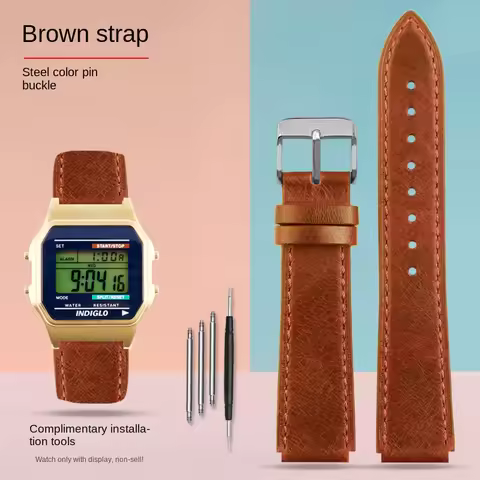 Unisex Retro Leather Strap 18mm For Casio A158 A169 AE-1000 AE1200WH AE1300 AQ-S810W MRW-200H F-108 