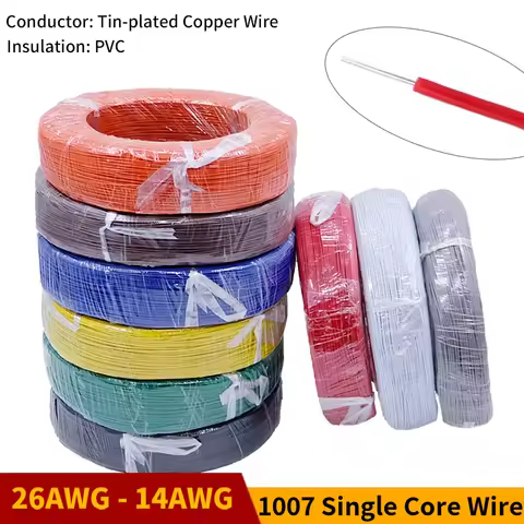 Copper Wire Single Core Cable 26 24 22 20 18 AWG PVC Insulation Solid Tinned Plated Cord Electric Li