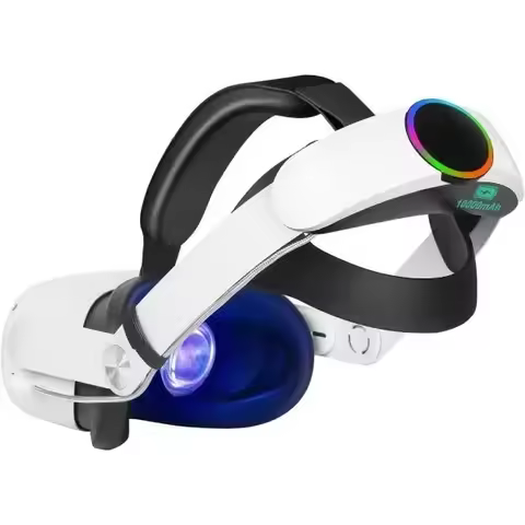 Head Strap with Battery for Oculus Quest 2 10000mAh Fast Charging RGB Light Adjustable Elite Strap f