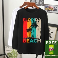  Florida beach grafik baju t-shirt lengan panjang perempuan 3XL viral women men cotton/Plus Size/LONG SLEEVES