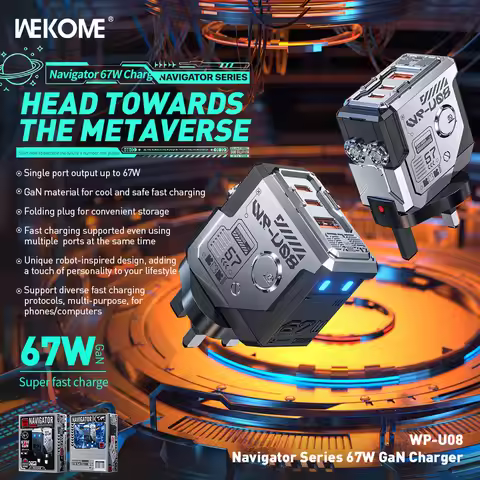 67W GaN Charger Mecha Robot Three Port QC PD Fast Charging Block Power Adapter for iPhone Laptop Mac