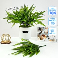 Types of Fake Ferns with 7 branches of Plastic Leaves, Plastic Body with Steel Core for Cafe Decorat