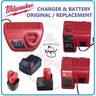 MILWAUKEE 12V 14V 18V BATTERY /CHARGER  - ORIGINAL / REPLACEMENT OEM GANTI 1.5AH 3AH 6AH BATERI GANTI OEM SPARE PART