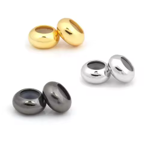 10pcs Stainless Steel Round Spacer Stopper Beads With Rubber Inside Fit Pandora Charms Bracelets Fas