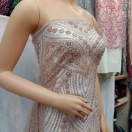 Bahan Kain Tulle Pengantin full Payet Soroschi Jepang Premium/Bakal Kain Kebaya gamis Gaun Mewah/Kai