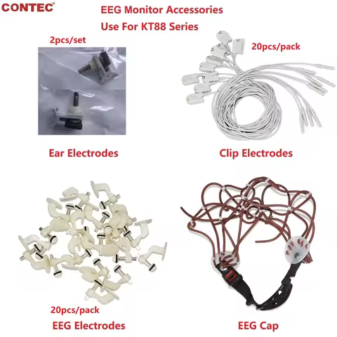 Accessories for CONTEC KT88 Series EEG Monitor, EEG Cap, Ear Clip Electrodes, EEG Cable, EEG Electro