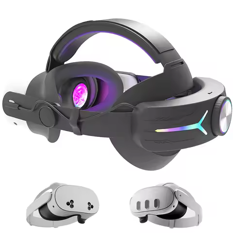 Upgraded RGB Lighted Head Strap with Battery for Meta Quest 3/Quest3s Quick Charge Extended Playtime