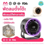 Moobibi พัดลมตั้งโต๊ะ ปรับความเร็วได้ 100 ระดับ สายUSB เสียงการทำงานเงียบ แบตเตอรี่แบบชาร์จไฟได้ รับ
