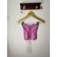 BERSHKA PINK STRAPLESS TOP
