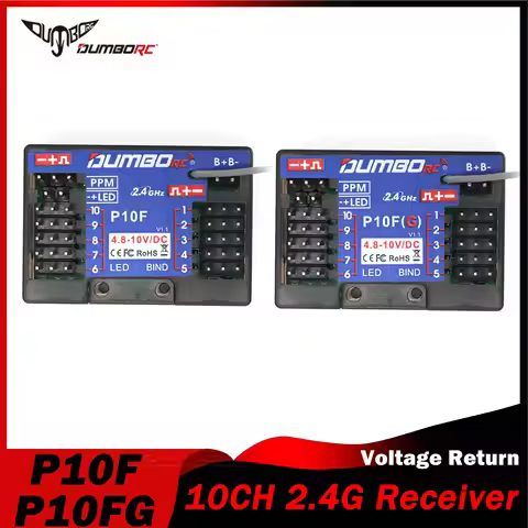 DUMBORC P10F P10FG 10CH 2.4G RC Receiver Gyro Voltage Return for X10P-350 DDF-350 Transmitter Remote