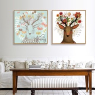 Deer Head Decorative Painting Wall Hanging Background Wall Living Room Nordic Home Wall Art Sofa One