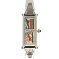 成色極佳 Gucci 1500L 花卉圖案不鏽鋼金銀色石英錶 1408 [二手] GUCCI